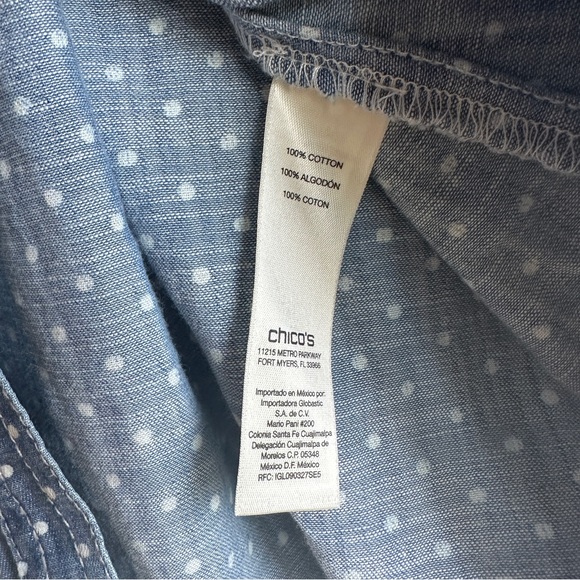 CHICO’S White Dotted Jean Shirt - Picture 4 of 6